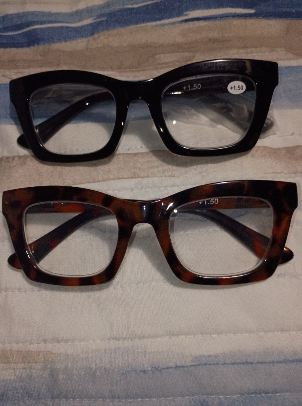 Classic Rectangular Reading Glasses — Black & Tortoiseshell +1.50